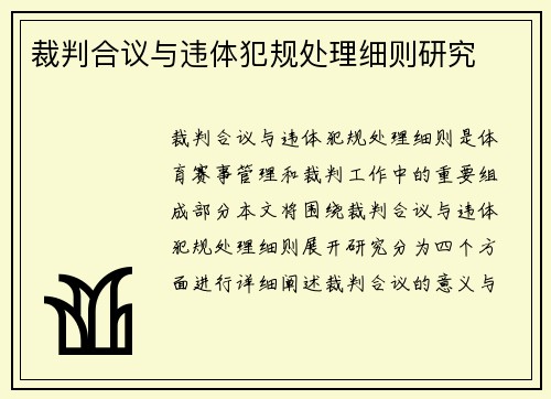 裁判合议与违体犯规处理细则研究